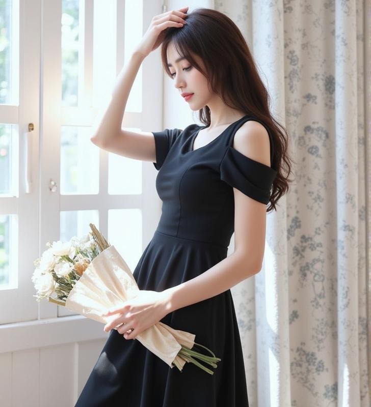 ꕥCatalog Fashionꕥ ชุดเดรสสายเดี่ยวปาดไหล่สีพื้น 4 สี