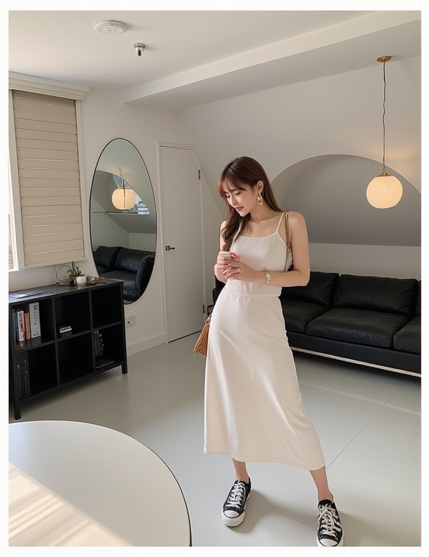 Dream Clothes👗กระโปรงผู้หญิง🧸สไตล์เกาหลี กระโปรงแขวน ชุดเดรสแขนกุดลำลอง สลิมก็ผอม