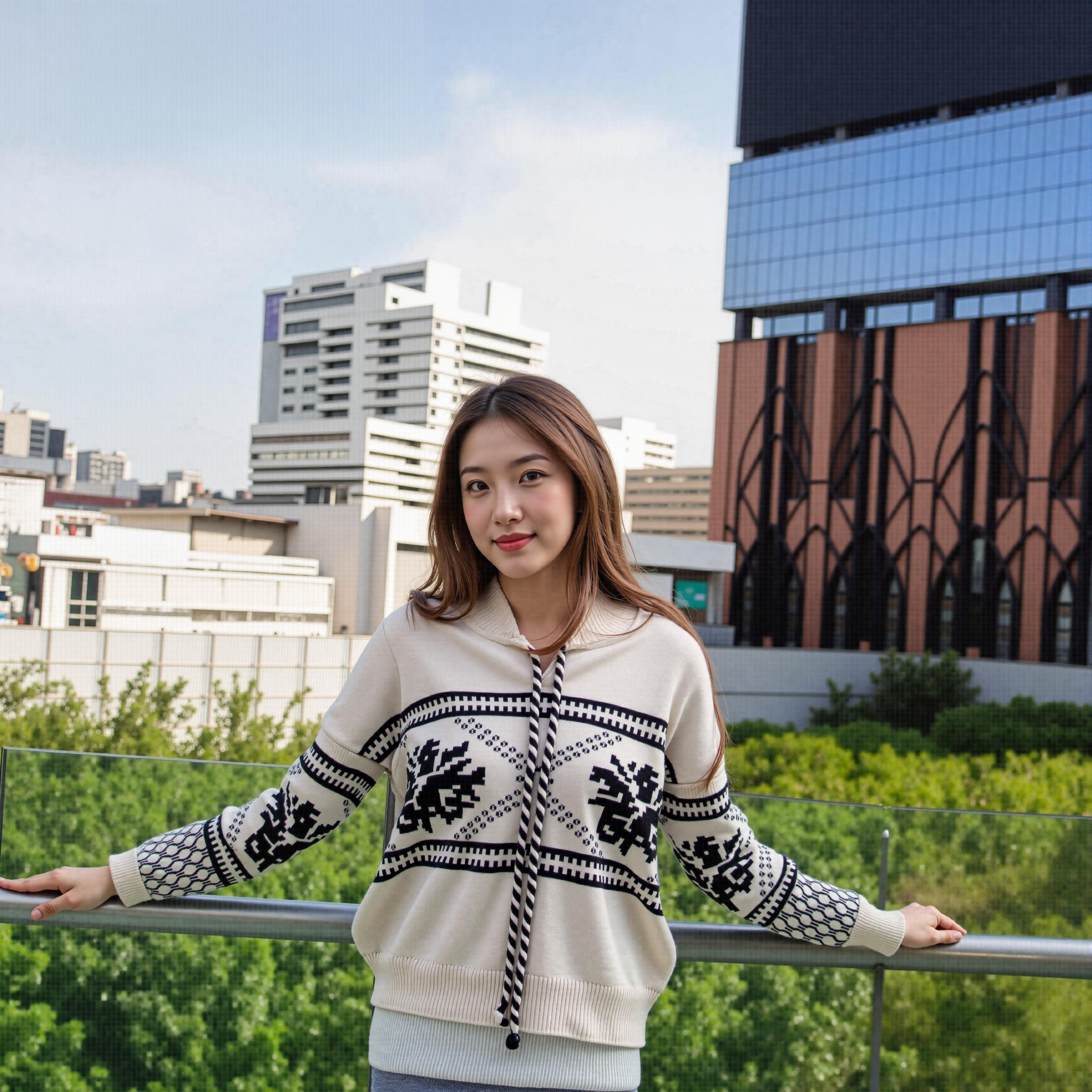 Auroraพร้อมส่ง(รูปถ่ายจากงานจริง) เสื้อกันหนาวแขนยาว มีฮู้ด ต้อนรับ วันคริสต์มาส CZ382 Clothing ผู้หญิง